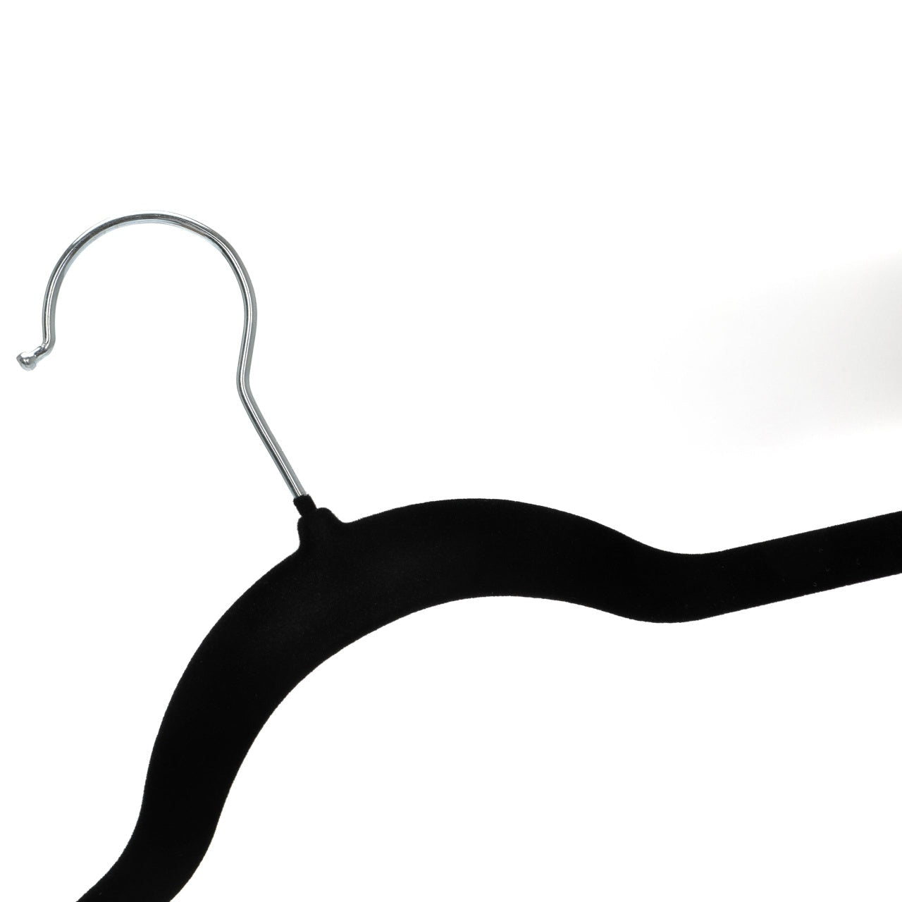 Umeraș antialunecare acoperit cu catifea neagră, cu bară pentru pantaloni - ideal pentru rochii, fuste, pantaloni, bluze și tricouri - HUMERO