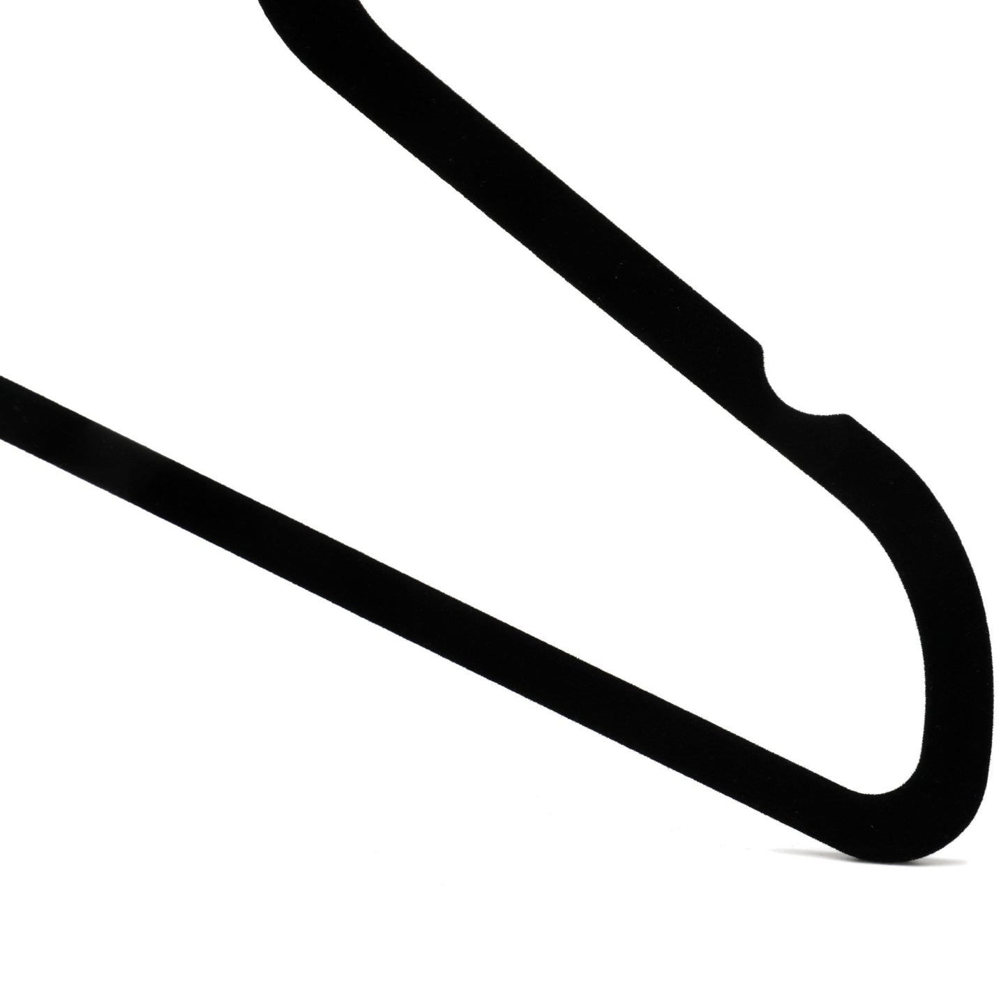 Umeraș antialunecare acoperit cu catifea neagră, cu bară pentru pantaloni - ideal pentru rochii, fuste, pantaloni, bluze și tricouri - HUMERO