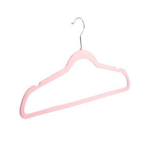 Umeraș antialunecare acoperit cu catifea roz, cu bară pentru pantaloni - ideal pentru rochii, fuste, pantaloni, bluze și tricouri - HUMERO