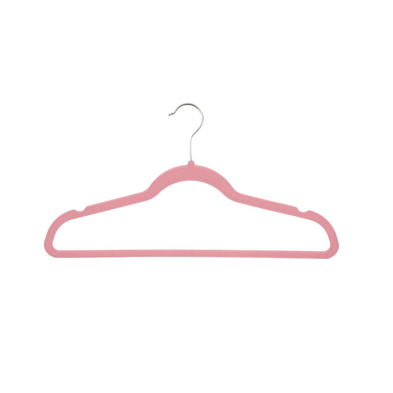 Umeraș antialunecare acoperit cu catifea roz, cu bară pentru pantaloni - ideal pentru rochii, fuste, pantaloni, bluze și tricouri - HUMERO