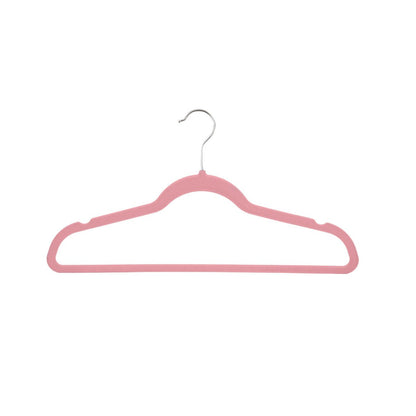 Umeraș antialunecare acoperit cu catifea roz, cu bară pentru pantaloni - ideal pentru rochii, fuste, pantaloni, bluze și tricouri - HUMERO