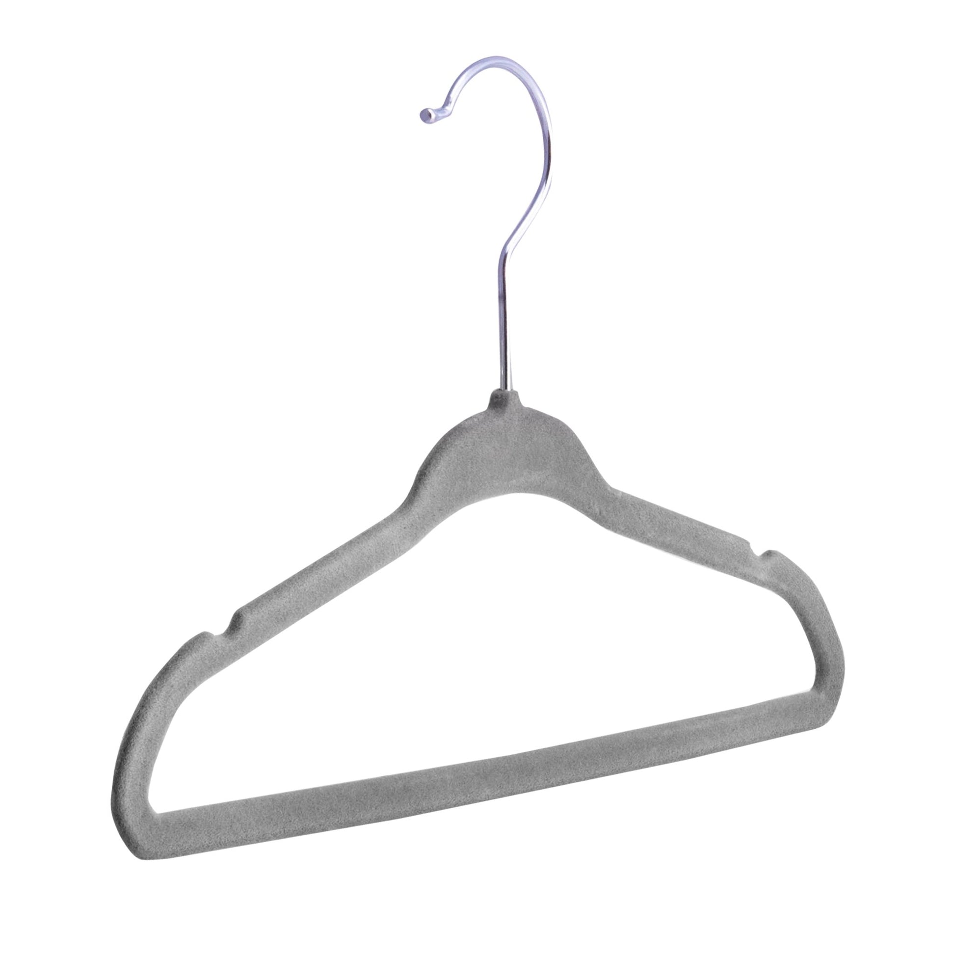 Umeraș antialunecare pentru copii acoperit cu catifea gri, bară pentru pantaloni - ideal pentru rochii, fuste, pantaloni, bluze și tricouri - HUMERO