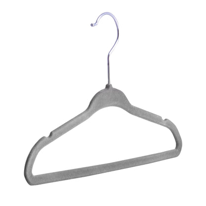 Umeraș antialunecare pentru copii acoperit cu catifea gri, bară pentru pantaloni - ideal pentru rochii, fuste, pantaloni, bluze și tricouri - HUMERO