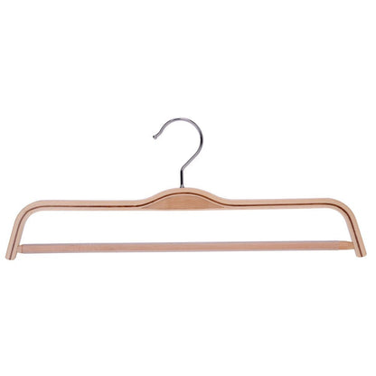 Umeraș compact din lemn natur cu bară pentru pantaloni - ideal pentru fuste și pantaloni - HUMERO