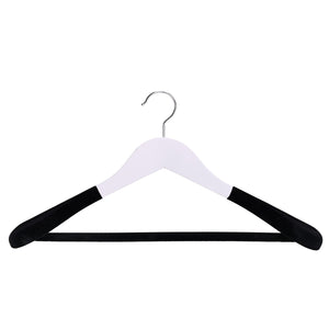 Umeraș cu umeri lați și design modern, antialunecare din lemn alb cu cârlig metalic și bară pentru pantaloni - ideal pentru costume, sacouri, cămăși, bluze, jachete, paltoane, tricouri și pantaloni - HUMERO