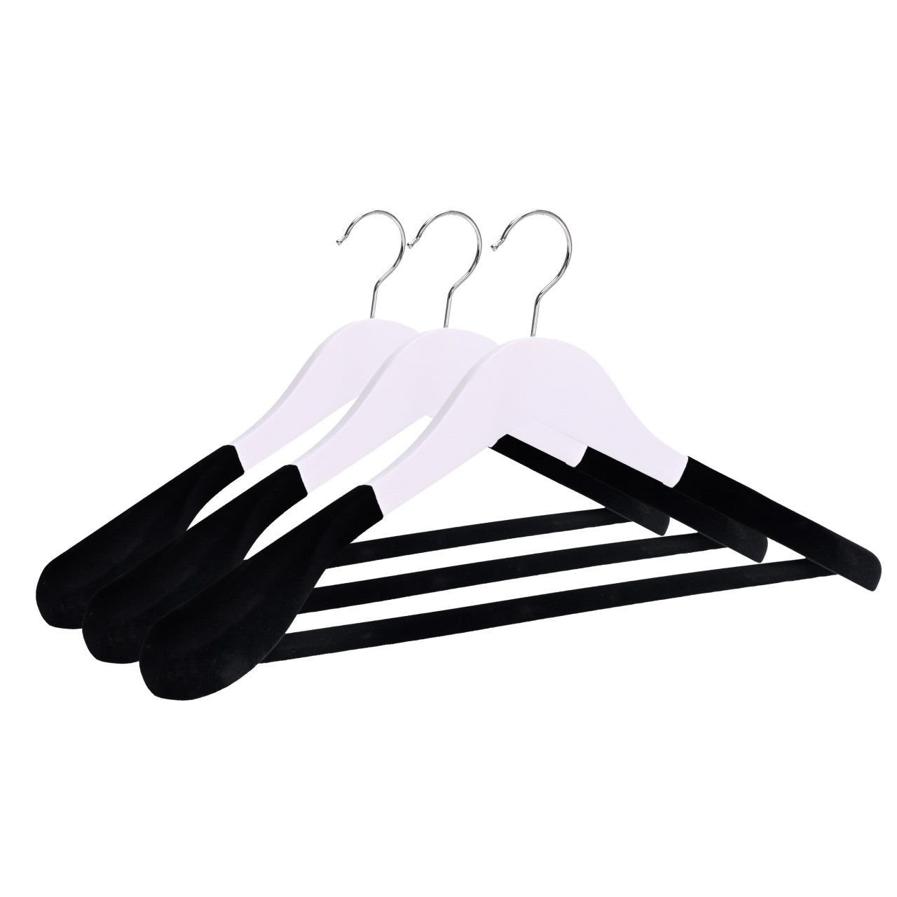 Umeraș cu umeri lați și design modern, antialunecare din lemn alb cu cârlig metalic și bară pentru pantaloni - ideal pentru costume, sacouri, cămăși, bluze, jachete, paltoane, tricouri și pantaloni - HUMERO