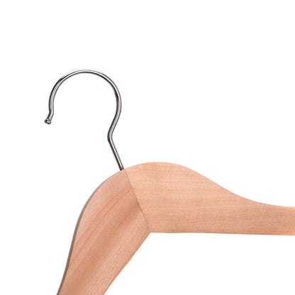 Umeraș cu umeri lați și design modern, antialunecare din lemn natur cu cârlig metalic și bară pentru pantaloni - ideal pentru costume, sacouri, cămăși, bluze, jachete, paltoane, tricouri și pantaloni - HUMERO