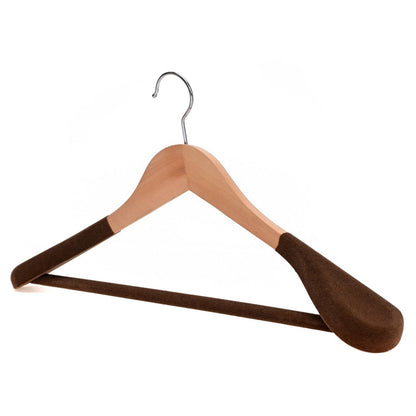 Umeraș cu umeri lați și design modern, antialunecare din lemn natur cu cârlig metalic și bară pentru pantaloni - ideal pentru costume, sacouri, cămăși, bluze, jachete, paltoane, tricouri și pantaloni - HUMERO