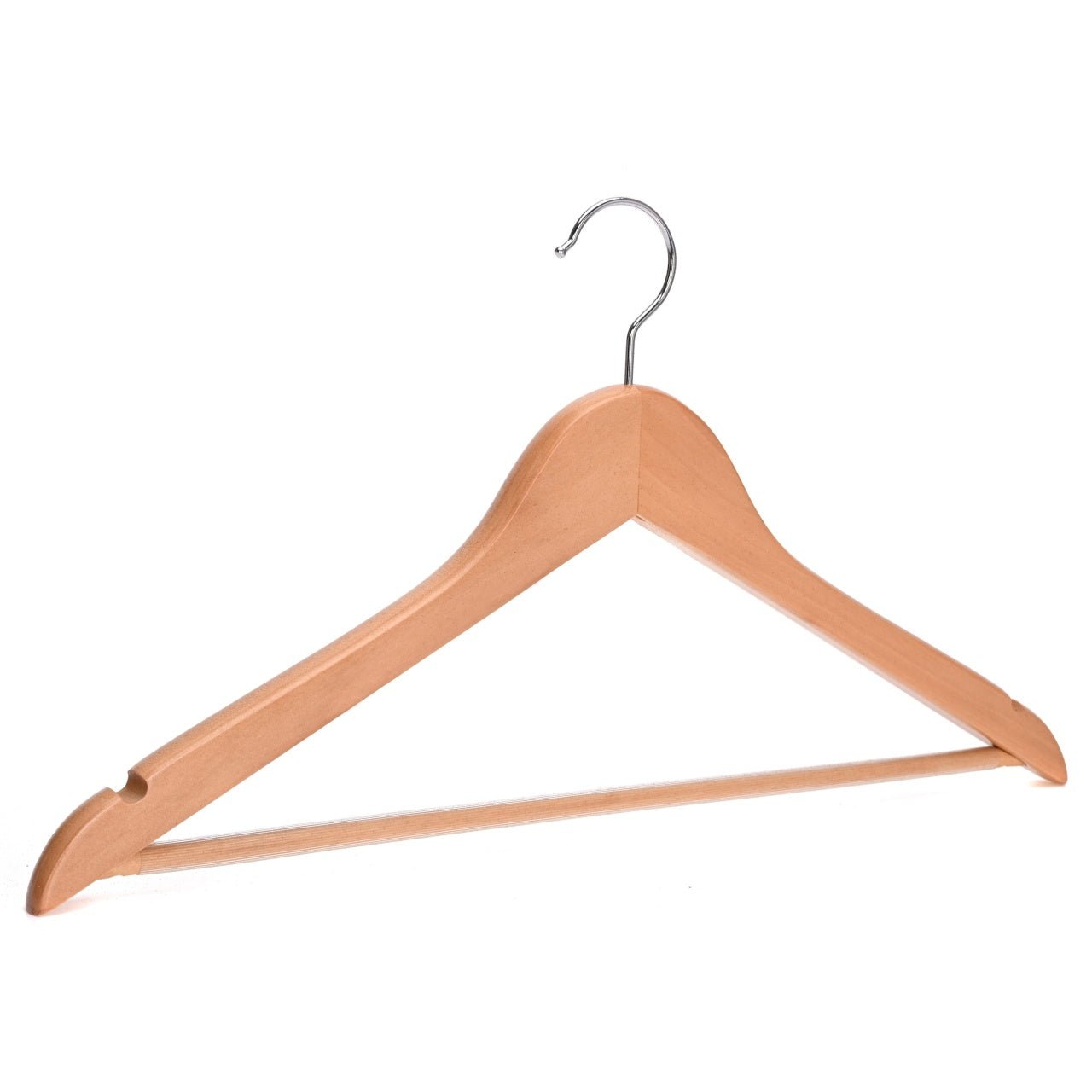 Umeraș de lux, din lemn natur cu cârlig rotativ - ideal pentru costume, sacouri, cămăși, bluze, jachete, paltoane, tricouri și pantaloni - HUMERO