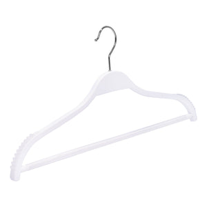 Umeraș din lemn alb cu margini din cauciuc anti - alunecare și bară pentru pantaloni - ideal pentru cămăși, bluze, pantaloni, tricouri și rochii - HUMERO