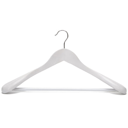 Umeraș din lemn alb cu umeri lați, bară pentru pantaloni și design modern - ideal pentru costume, sacouri, cămăși, bluze, pantaloni și tricouri - HUMERO