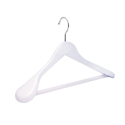 Umeraș din lemn alb cu umeri lați, bară pentru pantaloni și design modern - ideal pentru costume, sacouri, cămăși, bluze, pantaloni și tricouri - HUMERO