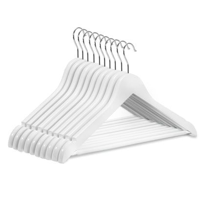 Umeraș din lemn de arțar alb cu bară pentru pantaloni - ideal pentru cămăși, bluze, pantaloni, tricouri și rochii - HUMERO