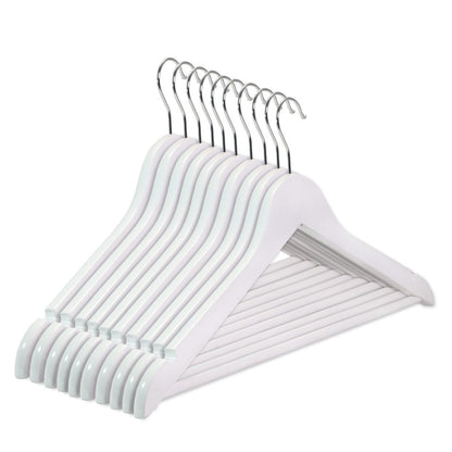 Umeraș din lemn de arțar alb cu bară pentru pantaloni - ideal pentru cămăși, bluze, pantaloni, tricouri și rochii - HUMERO