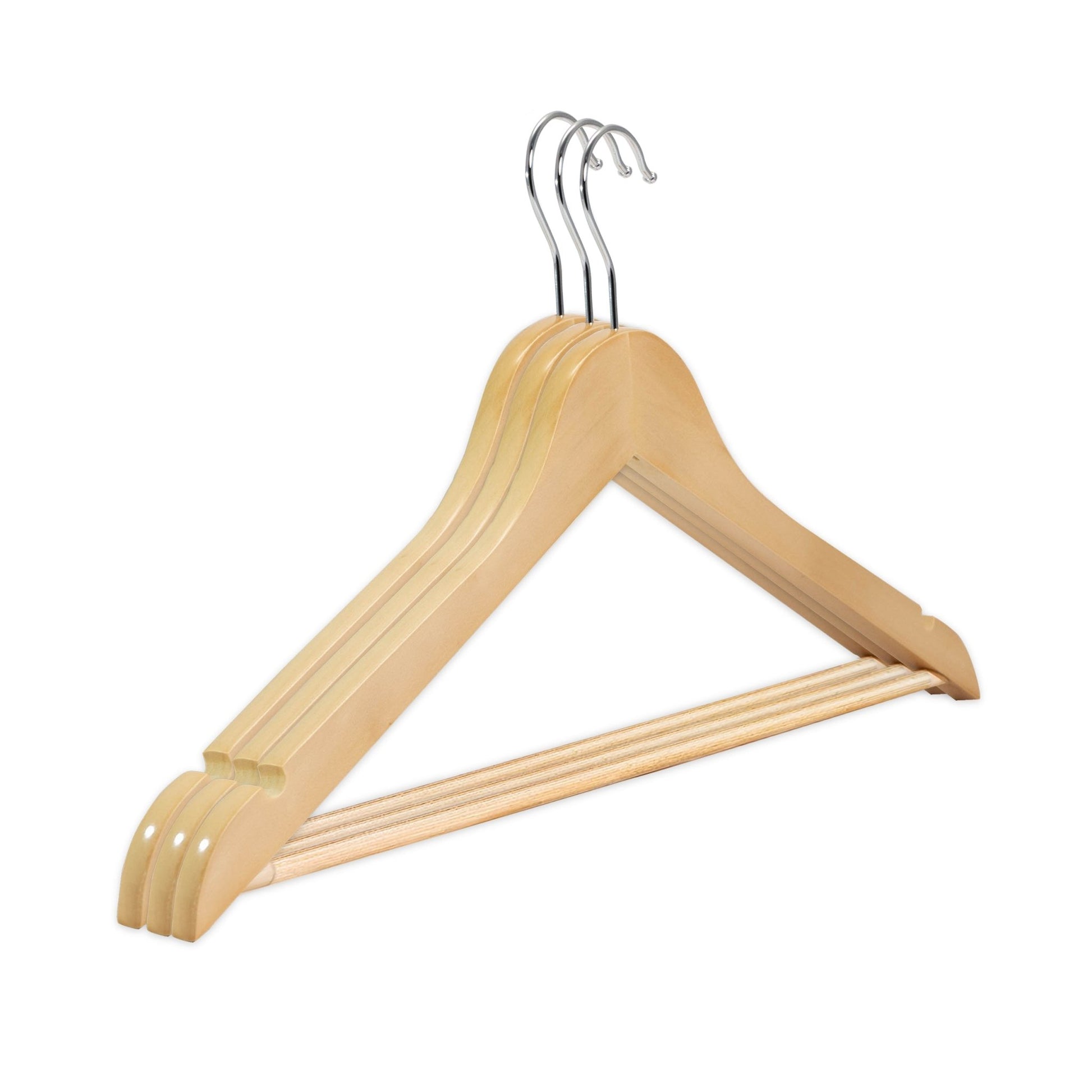 Umeraș din lemn de arțar natur cu bară pentru pantaloni - ideal pentru cămăși, bluze, pantaloni, tricouri și rochii - HUMERO