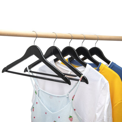 Umeraș din lemn de arțar negru cu bară pentru pantaloni - ideal pentru cămăși, bluze, pantaloni, tricouri și rochii - HUMERO