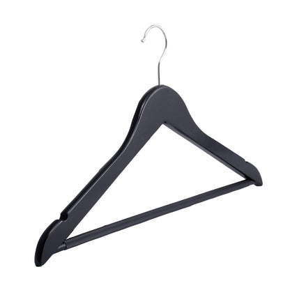 Umeraș din lemn de arțar negru cu bară pentru pantaloni - ideal pentru cămăși, bluze, pantaloni, tricouri și rochii - HUMERO