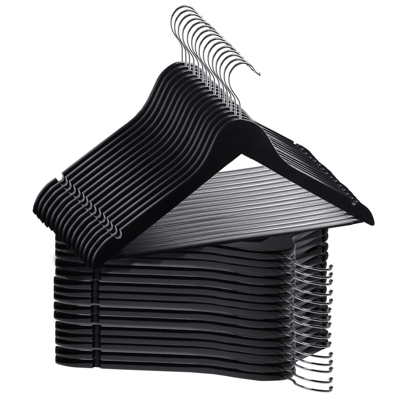 Umeraș din lemn de arțar negru cu bară pentru pantaloni - ideal pentru cămăși, bluze, pantaloni, tricouri și rochii - HUMERO