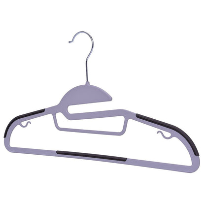 Umeraș din plastic gri cu margini antialunecare si bară pentru pantaloni - ideal pentru rochii, pantaloni, fuste, bluze și tricouri - HUMERO