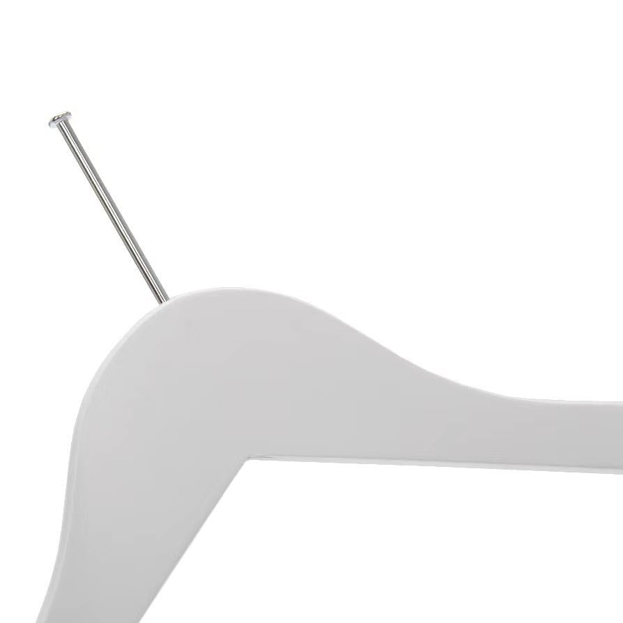 Umeraș hotelier din lemn alb cu cârlig antifurt și clipsuri metalice - ideal pentru cămăși, bluze, pantaloni, tricouri și rochii - HUMERO