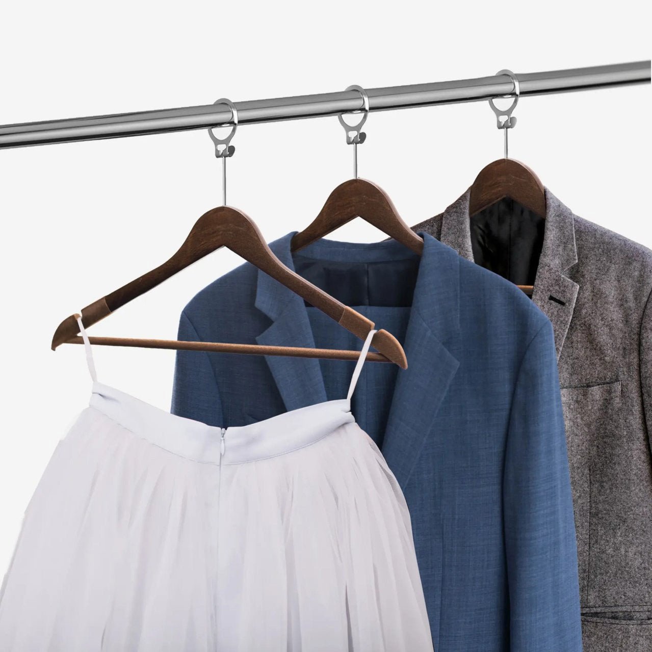 Umeraș hotelier din lemn cu finisaj vintage,bară pentru pantaloni și margini de catifea - ideal pentru cămăși, bluze, pantaloni, tricouri și rochii - HUMERO