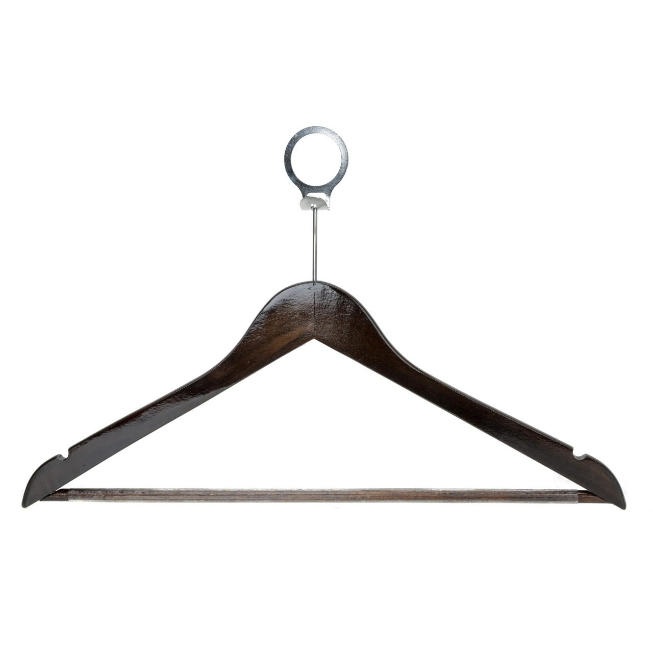 Umeraș hotelier din lemn maro - vintage cu cârlig antifurt si bară pentru pantaloni - ideal pentru cămăși, bluze, pantaloni, tricouri și rochii - HUMERO
