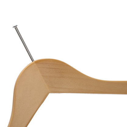 Umeraș hotelier din lemn natur, cu cârlig antifurt si bară pentru pantaloni - ideal pentru cămăși, bluze, pantaloni, tricouri și rochii - HUMERO