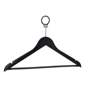 Umeraș hotelier din lemn negru cu cârlig antifurt si bară pentru pantaloni - ideal pentru cămăși, bluze, pantaloni, tricouri și rochii - HUMERO