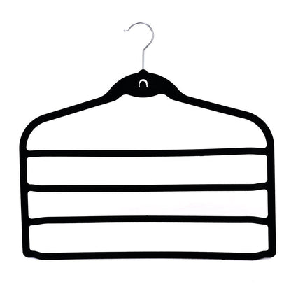 Umeraș organizator antialunecare din plastic negru cu catifea - ideal pentru pantaloni și fuste - HUMERO