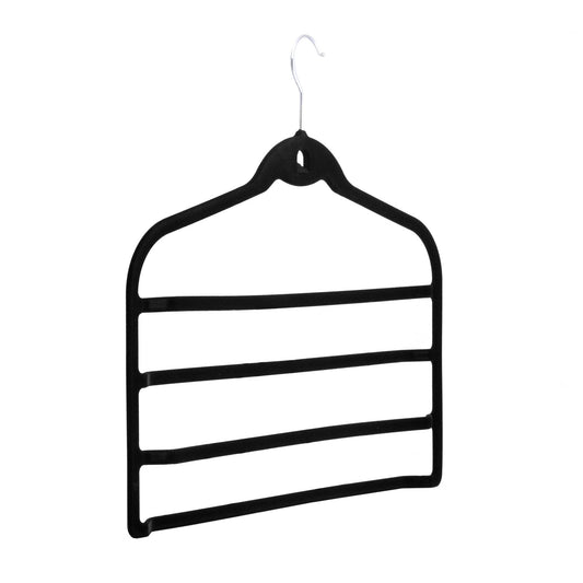 Umeraș organizator antialunecare din plastic negru cu catifea - ideal pentru pantaloni și fuste - HUMERO