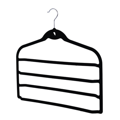 Umeraș organizator antialunecare din plastic negru cu catifea - ideal pentru pantaloni și fuste - HUMERO