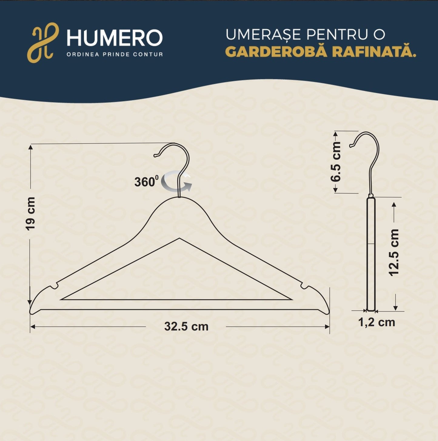 Umeraș pentru copii din lemn de arțar albastru cu bară pentru pantaloni - ideal pentru tricouri, bluze și pantaloni - HUMERO