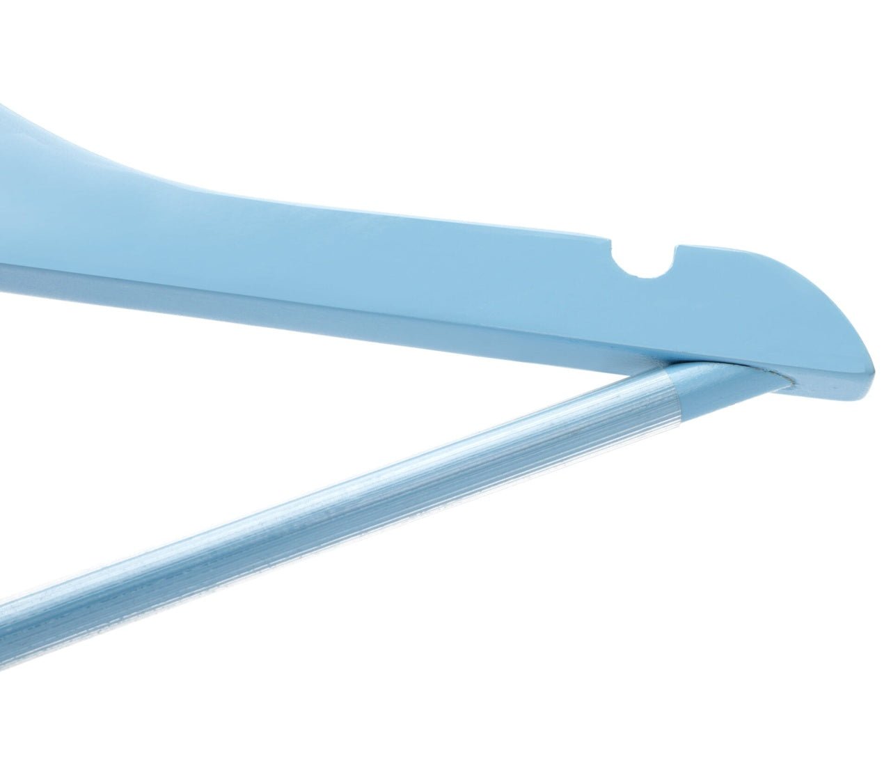 Umeraș pentru copii din lemn de arțar albastru cu bară pentru pantaloni - ideal pentru tricouri, bluze și pantaloni - HUMERO