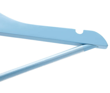 Umeraș pentru copii din lemn de arțar albastru cu bară pentru pantaloni - ideal pentru tricouri, bluze și pantaloni - HUMERO