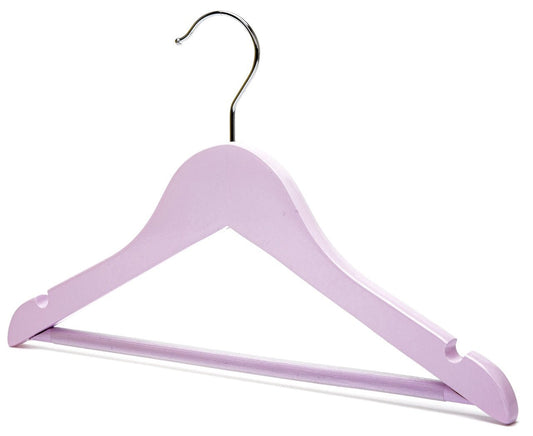 Umeraș pentru copii din lemn de arțar roz cu bară pentru pantaloni - ideal pentru tricouri, bluze și pantaloni - HUMERO