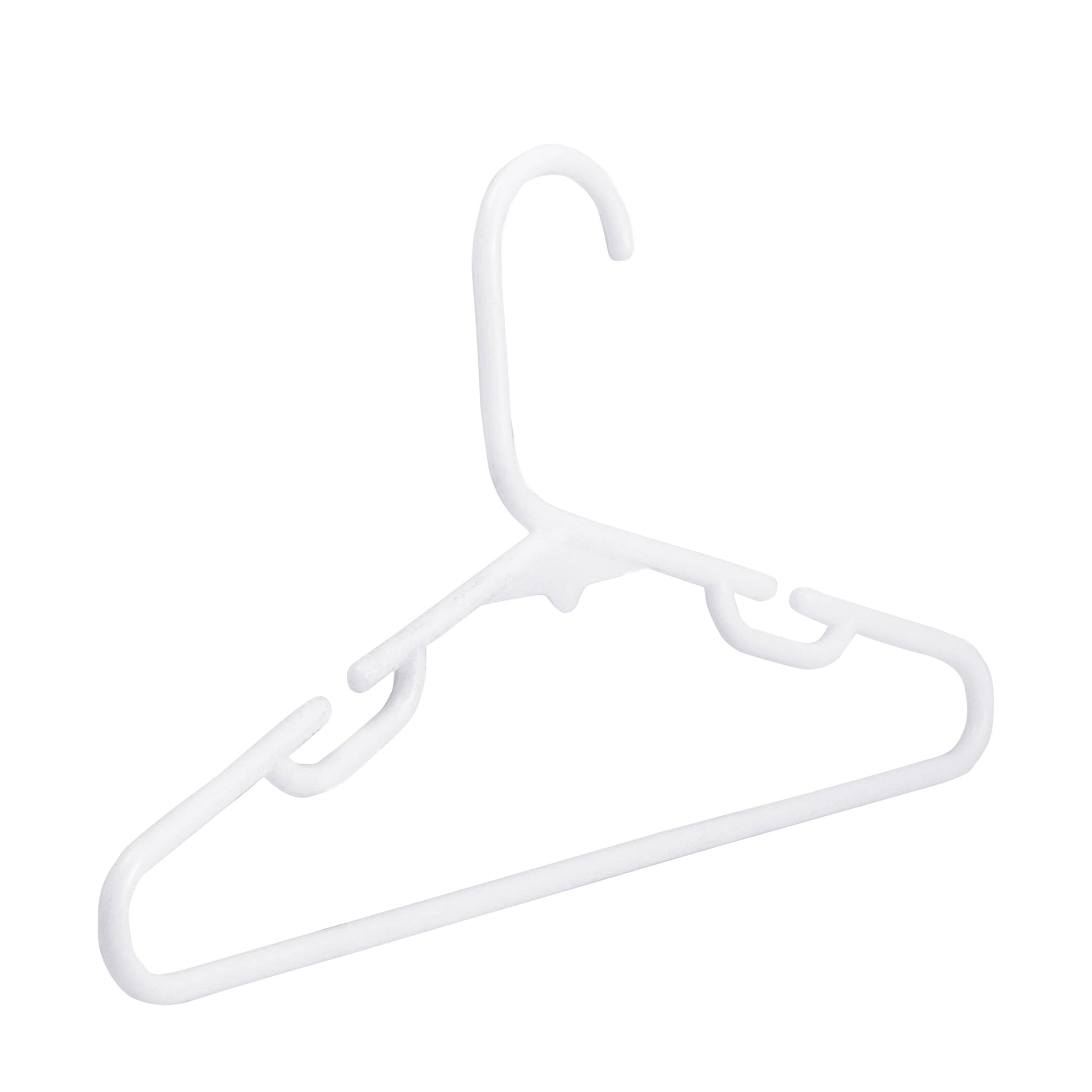 Umeraș pentru copii din plastic alb cu design ergonomic cu bară pentru pantaloni - ideal pentru pantaloni, rochii, fuste, cămăși, bluze și tricouri - HUMERO