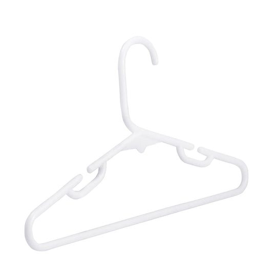 Umeraș pentru copii din plastic alb cu design ergonomic cu bară pentru pantaloni - ideal pentru pantaloni, rochii, fuste, cămăși, bluze și tricouri - HUMERO