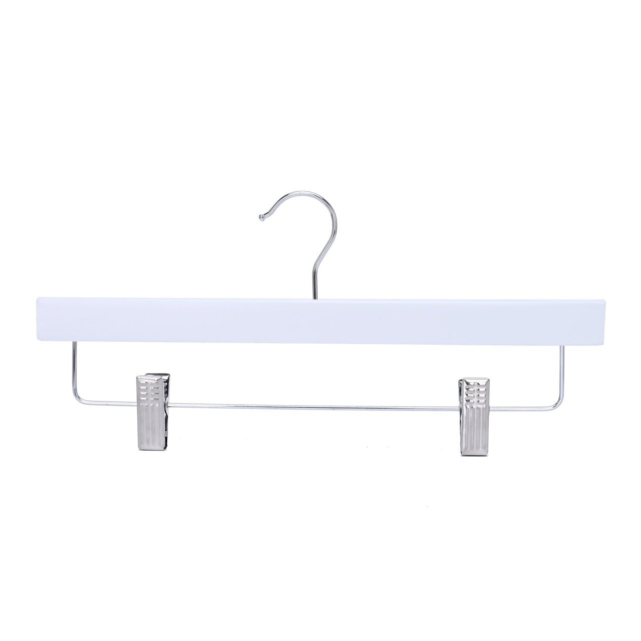 Umeraș pentru pantaloni din lemn alb cu clipsuri metalice - ideal pentru pantaloni și fuste - HUMERO