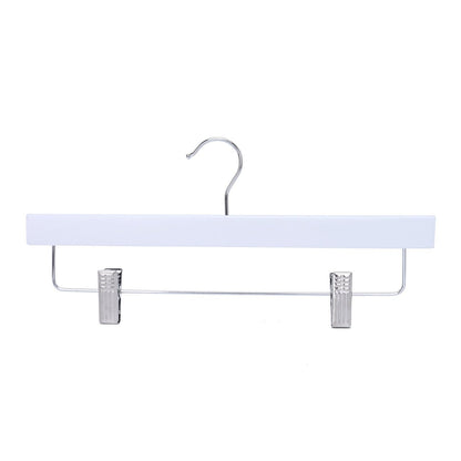 Umeraș pentru pantaloni din lemn alb cu clipsuri metalice - ideal pentru pantaloni și fuste - HUMERO