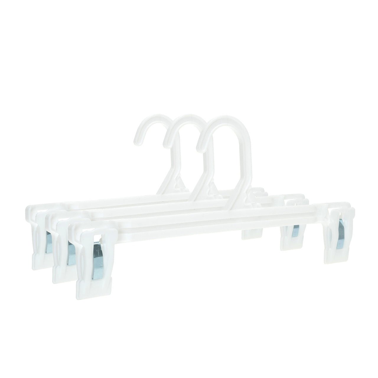 Umeraș pentru pantaloni din plastic alb cu clipsuri - ideal pentru pantaloni și fuste - HUMERO