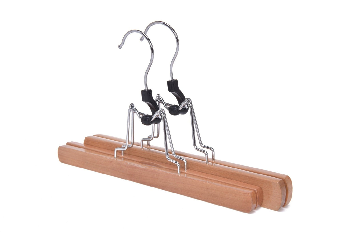 Umeraș pentru pantaloni FlikFlak din lemn natur cu elemente metalice - ideal pentru pantaloni și fuste - HUMERO