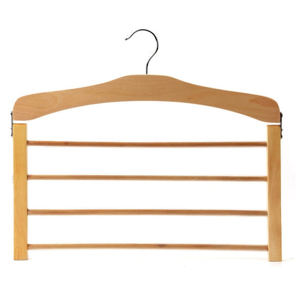 Umeraș pliabil multifuncțional din lemn natur - ideal pentru pantaloni și fuste - HUMERO