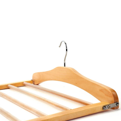 Umeraș pliabil multifuncțional din lemn natur - ideal pentru pantaloni și fuste - HUMERO