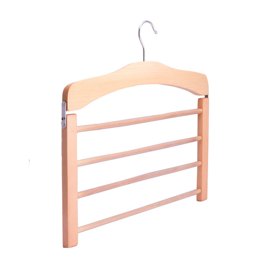 Umeraș pliabil multifuncțional din lemn natur - ideal pentru pantaloni și fuste - HUMERO