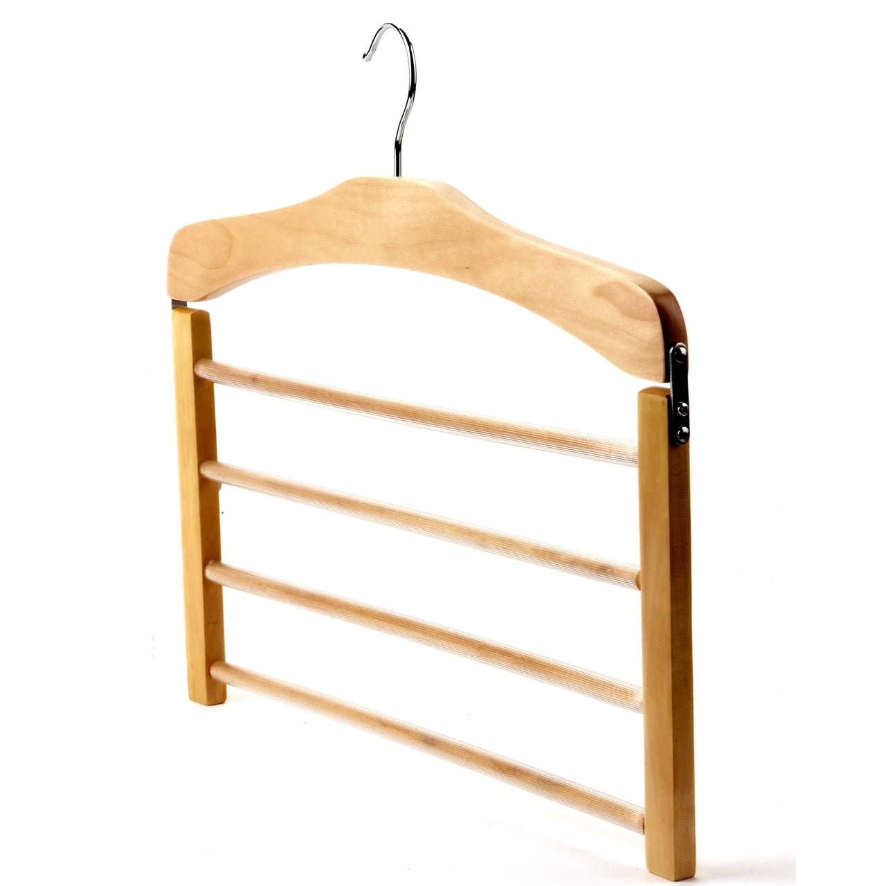 Umeraș pliabil multifuncțional din lemn natur - ideal pentru pantaloni și fuste - HUMERO